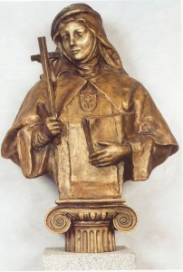 Beata Mariana de Jesús. Terciaria Mercedaria. Protectora de los seglares comprometidos con su Iglesia. Obra en bronce semidorado de Lev Kerbel.